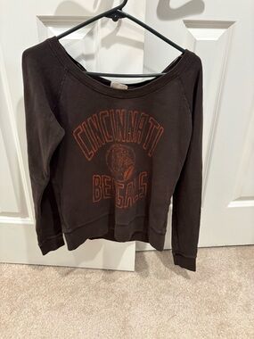 Vintage Style Cincinnati Bengals Off the Shoulder Sweatshirt SizeS Junk Food NFL